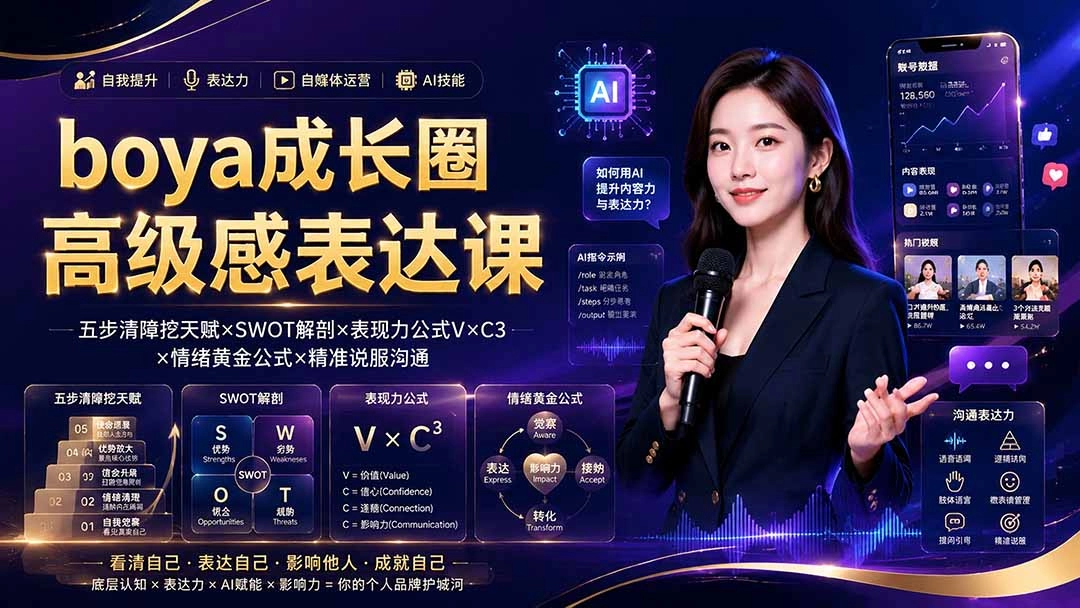 boya成长圈，内心成长×高级表达×AI自媒体三合一蜕变体系-猴哥资源站
