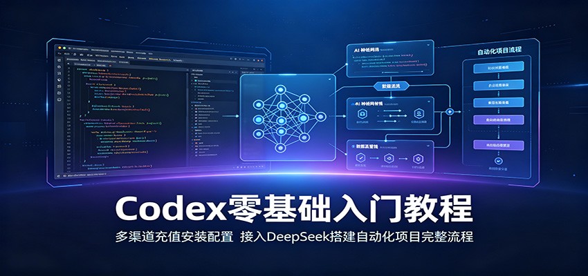 Codex零基础入门教程，多渠道充值安装配置接入DeepSeek搭建自动化项目完整流程-猴哥资源站