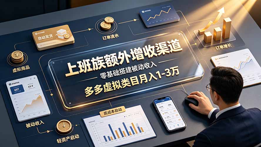 拼多多虚拟矩阵：零基础搭建被动收入，单店日赚100+可批量放大-猴哥资源站