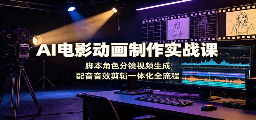 AI电影动画制作实战课：脚本+角色+分镜+视频生成+配音音效+剪辑，一体化全流程-猴哥资源站