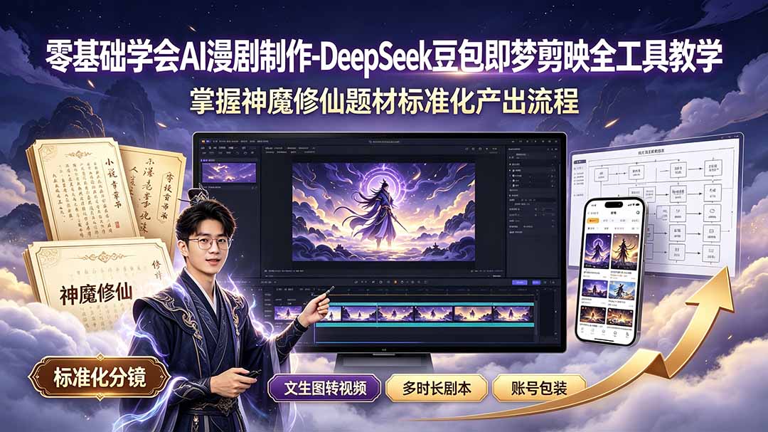 DeepSeek豆包即梦剪映全工具，神魔修仙AI漫剧标准化量产-猴哥资源站