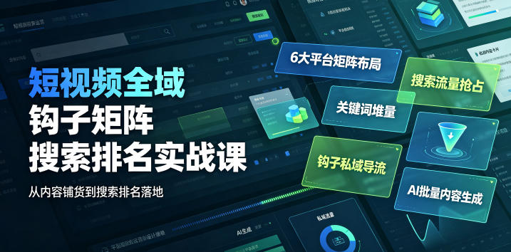 6大平台矩阵+关键词霸屏+钩子导流+AI批量内容，全域获客体系-猴哥资源站
