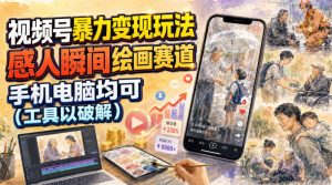 视频号感人瞬间绘画变现拆解，中老年流量红利手机电脑均可操作-猴哥资源站