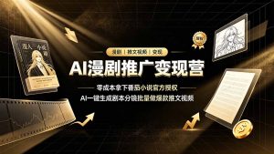 AI漫剧推广变现营2026|零成本拿下番茄官方IP授权,AI批量生成剧本分镜爆款推文短视频,零基础副业增收-猴哥资源站