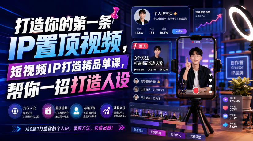 打造你的第一条IP置顶视频，AI辅助+12个人物标签一招搞定人设-猴哥资源站