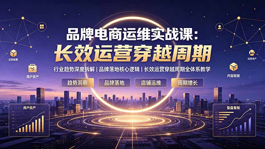品牌电商运维实战课，行业趋势深度拆解+品牌落地核心逻辑+长效运营穿越周期-猴哥资源站