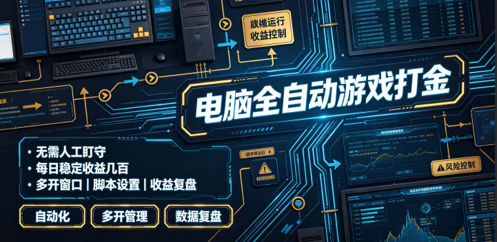 电脑全自动游戏挂机搬砖，无需看守单号日入1000+，矩阵放大收益翻倍-猴哥资源站