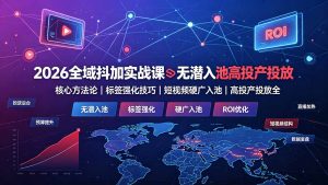 2026全域抖加实战课,无潜入池方法论+标签强化+硬广入池+高投产投放-猴哥资源站
