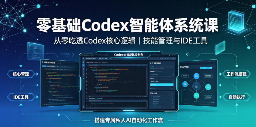 零基础Codex智能体系统课，从零吃透核心逻辑+技能管理+IDE工具，搭建专属私人AI自动化工作流-猴哥资源站