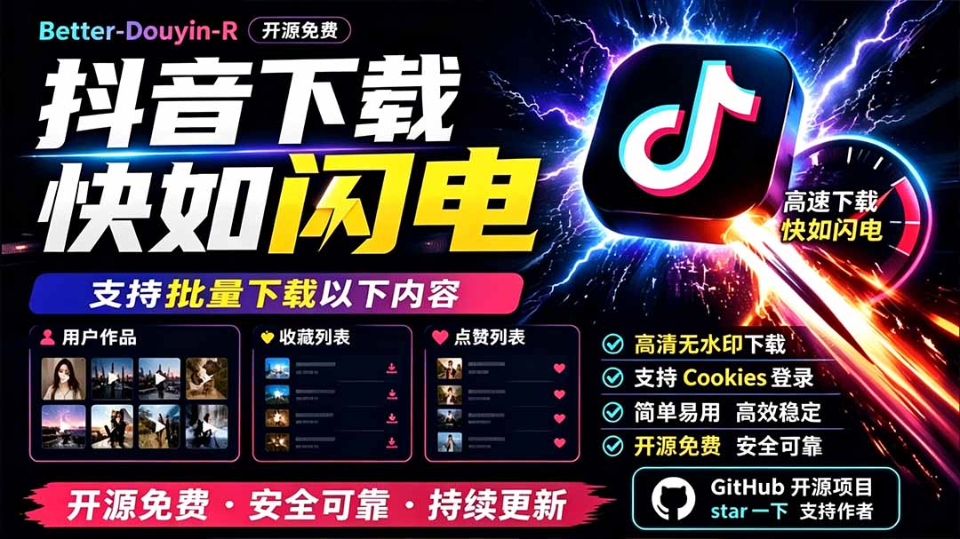 图片[2]-Better-douyin-R：开源免费，抖音下载快如闪电，支持批量收藏点赞列表-猴哥资源站