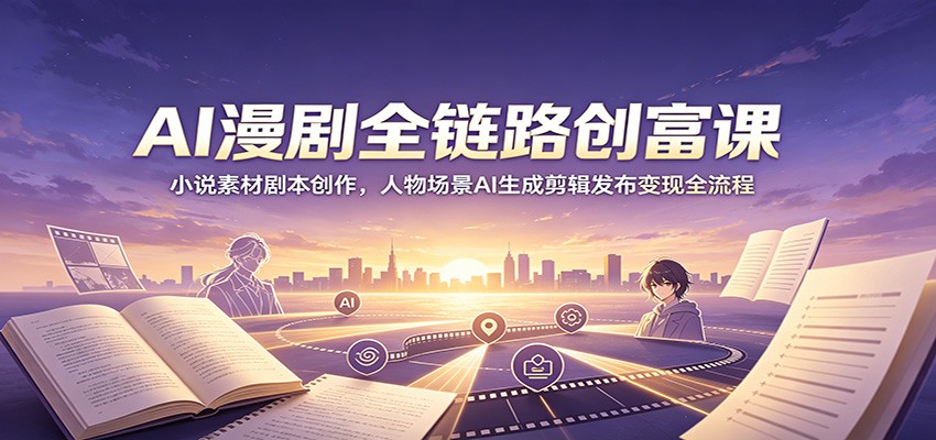 AI漫剧全链路创富课｜小说剧本AI生成剪辑分发，批量做漫剧稳定变现-猴哥资源站