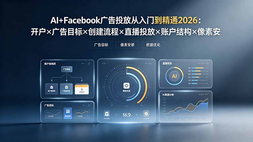 AI+Facebook广告2026：从入门到精通，开户×投放×像素×AI赋能-猴哥资源站
