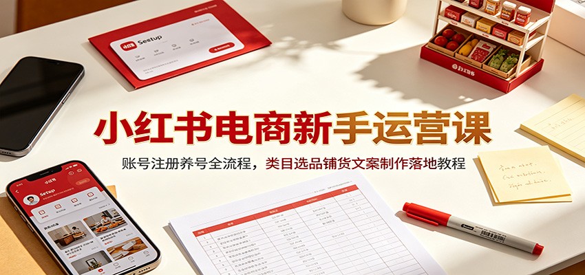 小红书电商新手0-1全链路运营，账号搭建+选品铺货+爆款笔记-猴哥资源站