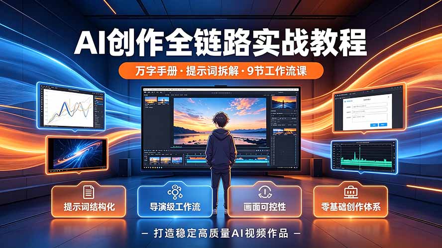 AI创作全链路实战，万字手册+提示词拆解+9节工作流课-猴哥资源站
