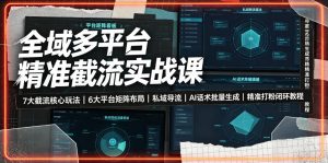 全域多平台精准截流实战,7大核心玩法+6大平台矩阵布局+AI话术批量生成,精准打粉私域闭环-猴哥资源站