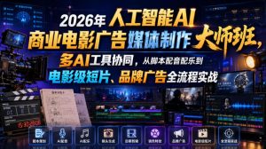 AI商业电影广告媒体制作大师班，多工具协同全流程实战-猴哥资源站