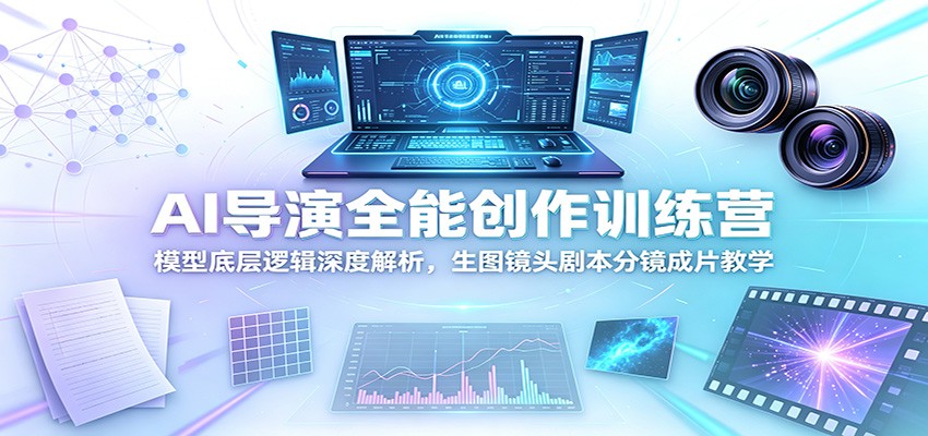 AI导演全能创作训练营，模型底层逻辑+生图镜头剧本分镜成片，一站式商业影像落地-猴哥资源站