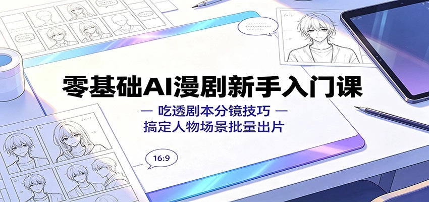 零基础AI漫剧入门，剧本分镜人物场景全搞定，批量出片实战-猴哥资源站