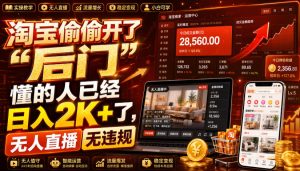 淘宝无人直播拆解,一台电脑24小时线上门店单号日入2K+-猴哥资源站