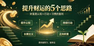 提升财运的5个核心思路,财富是认知×行动×习惯的复利,越努力越幸运-猴哥资源站