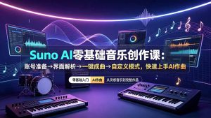 Suno AI零基础音乐创作，一键成曲+自定义模式+人声克隆-猴哥资源站