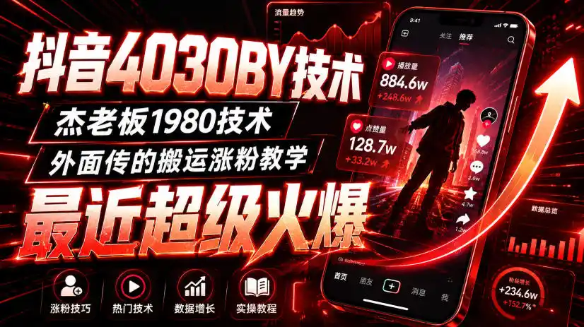 《抖音4030搬运涨粉技术全拆解，零基础也能快速起号变现》-猴哥资源站