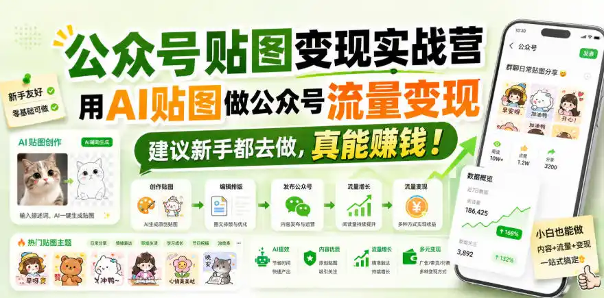 《AI贴图玩转公众号，零基础跑通流量主变现闭环》-猴哥资源站