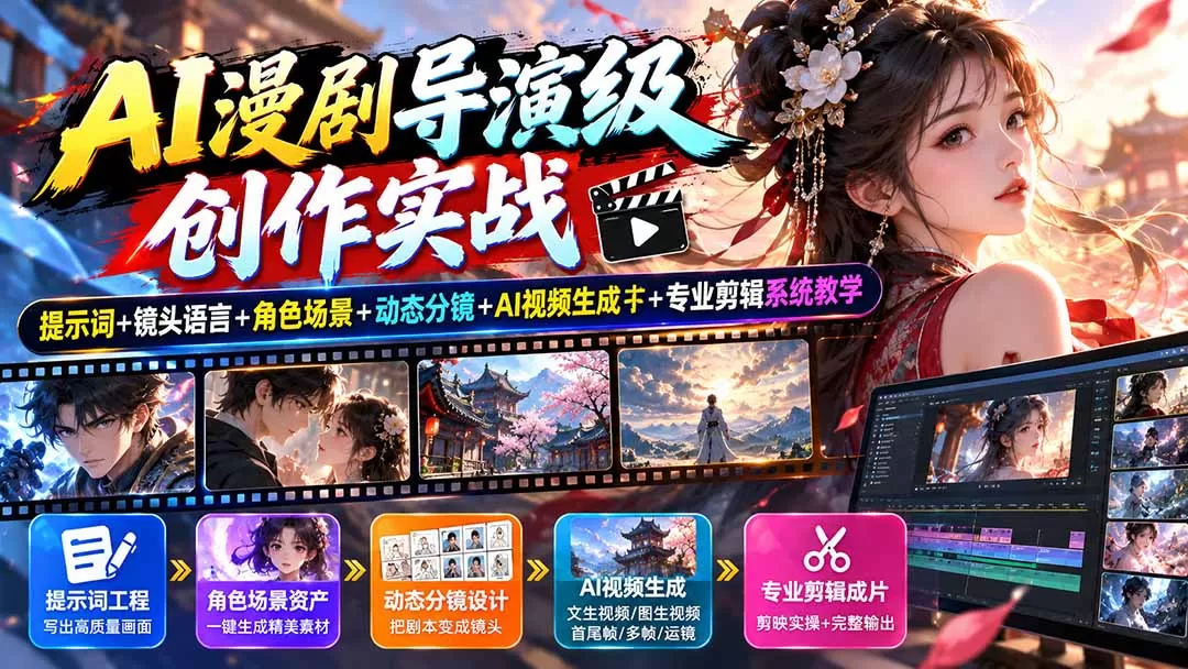 《AI智能漫剧全流程实战，零基础跑通灵感到成片稳定变现》-猴哥资源站