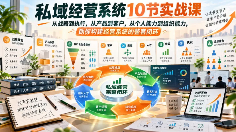 《私域经营系统10大闭环实战，从战略到执行打造可复制增长体系》-猴哥资源站