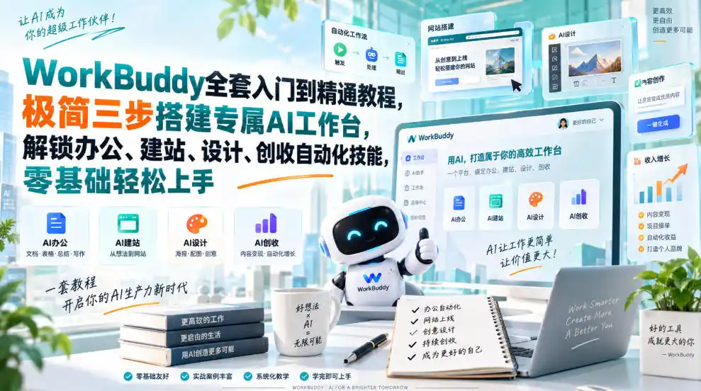 《零基础三步搭建全能AI工作台,办公建站设计创收全自动》-猴哥资源站
