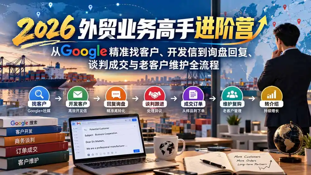 《外贸全流程实战体系：从找客户到转介绍，58个专题打通成交通道》-猴哥资源站