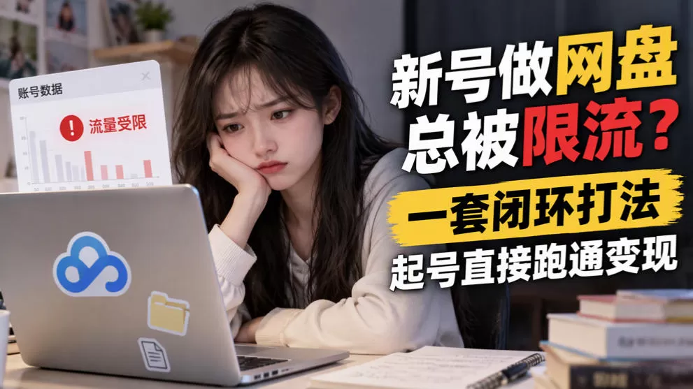《网盘拉新8.0闭环打法，新号起号即变现，投流千元测试不限流》-猴哥资源站