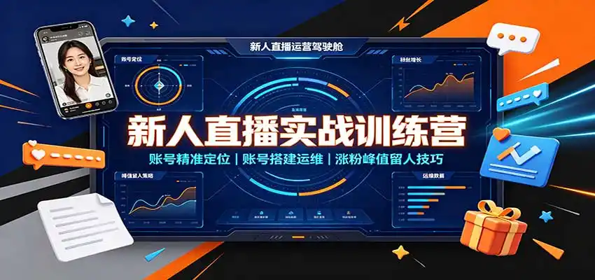 《直播新手破局实战营：定位定盘+账号搭建+峰值留人，零基础快速起号变现》-猴哥资源站