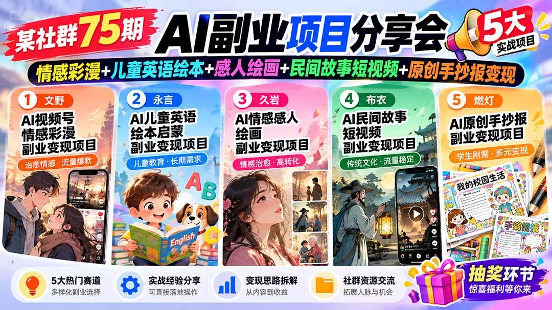 《5大AI副业项目全拆解，零基础小白也能轻松上手变现》-猴哥资源站