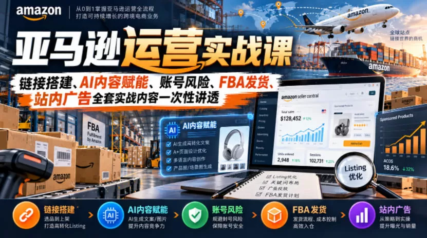 《亚马逊全链路实战：AI链接+广告打法+防跟卖，从0起盘精品店》-猴哥资源站