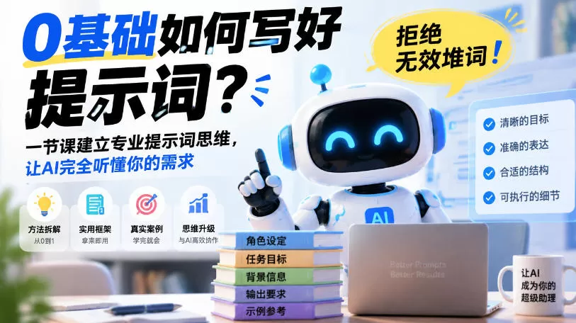 《零基础提示词工程实战：从瞎堆词到精准控图，一节课建立专业思维》-猴哥资源站