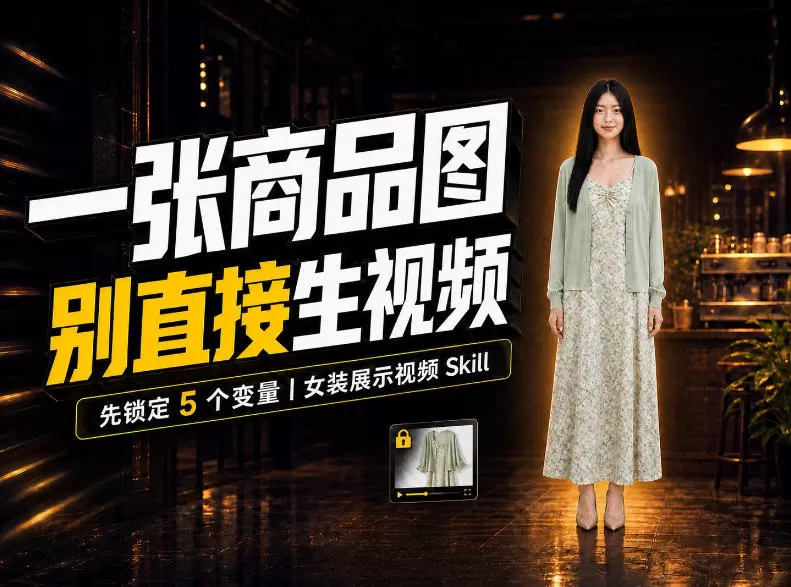 《女装AI视频总翻车？先锁定5个变量，稳定产出带货级展示视频》-猴哥资源站