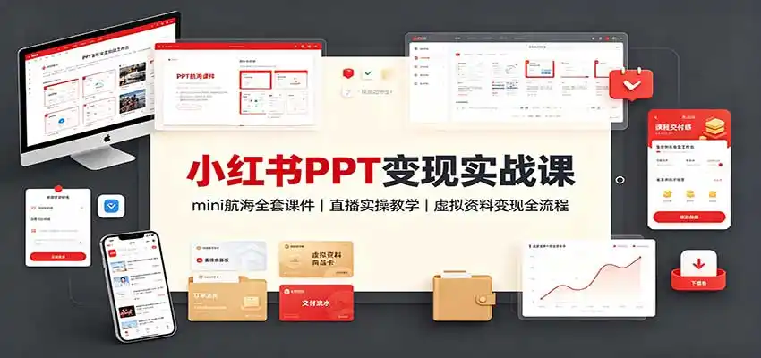 《小红书AI虚拟资料PPT实战，零基础玩转副业稳定变现》-猴哥资源站