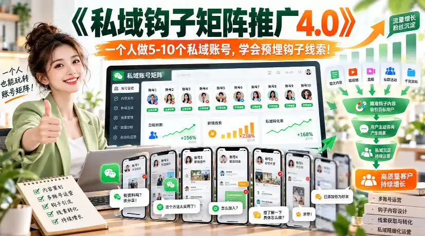 《私域钩子矩阵4.0：一人操盘10账号，AI预埋线索精准获客》-猴哥资源站
