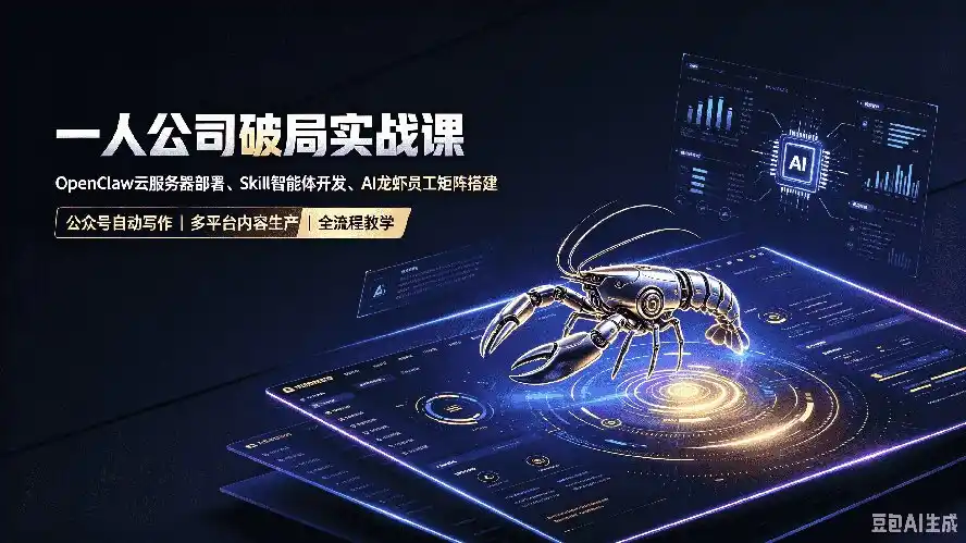 一人公司破局实战课｜OpenClaw云服务器部署、Skill智能体开发、AI龙虾员工矩阵搭建，公众号自动写作与多平台内容…-猴哥资源站