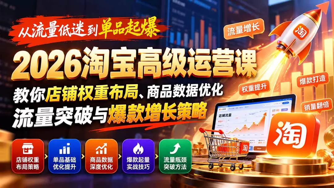 《淘宝高级运营班：权重布局+单品起爆，破解流量瓶颈实战攻略》-猴哥资源站