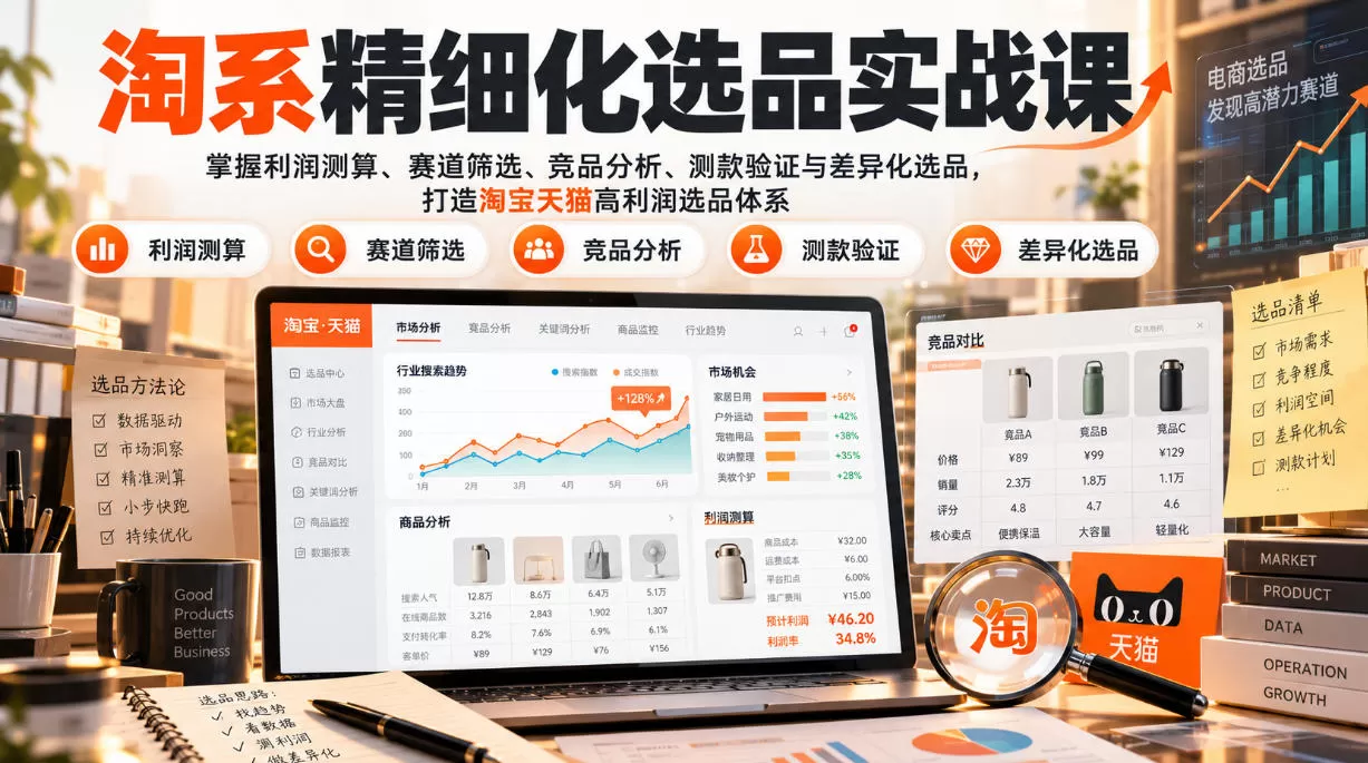 《用利润思维做选品，7节实战体系筛出真正赚钱的品》-猴哥资源站