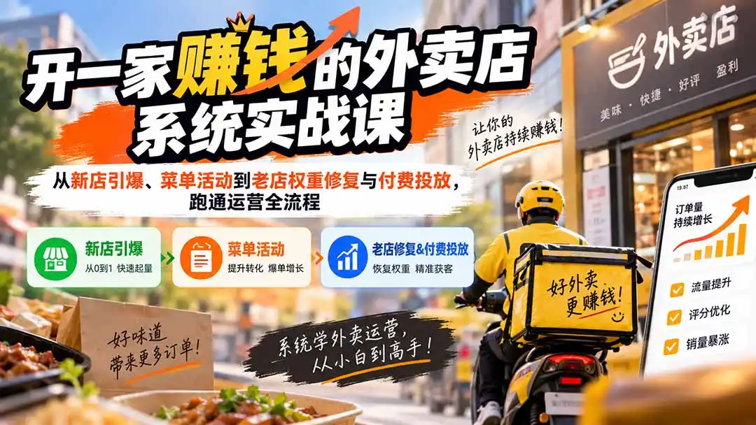 《新店4天引爆+老店精准修复，外卖门店从0到爆单的全套落地攻略》-猴哥资源站