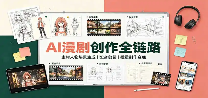 《AI漫剧全流程实战，零基础批量产剧轻松变现》-猴哥资源站