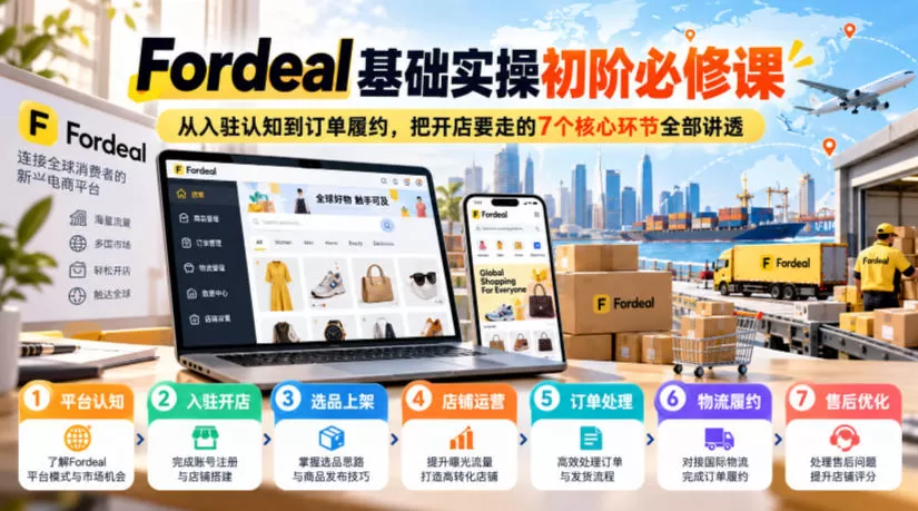 《Fordeal跨境开店7步闭环实操，新手零踩坑跑通选品到履约》-猴哥资源站