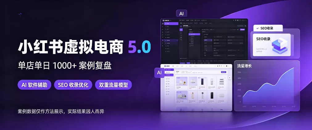 《小红书虚拟电商5.0，AI+SEO双流量，单店日入1000+实战揭秘》-猴哥资源站