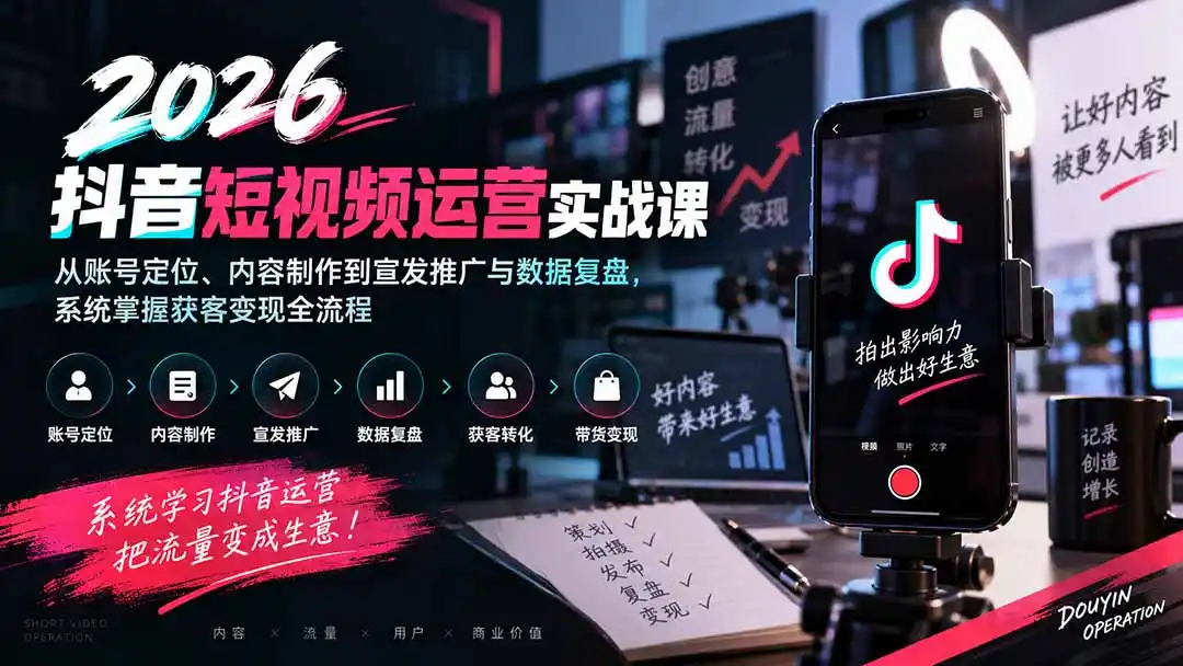 《抖音全链路运营实操：从0到1打通获客带货变现》-猴哥资源站