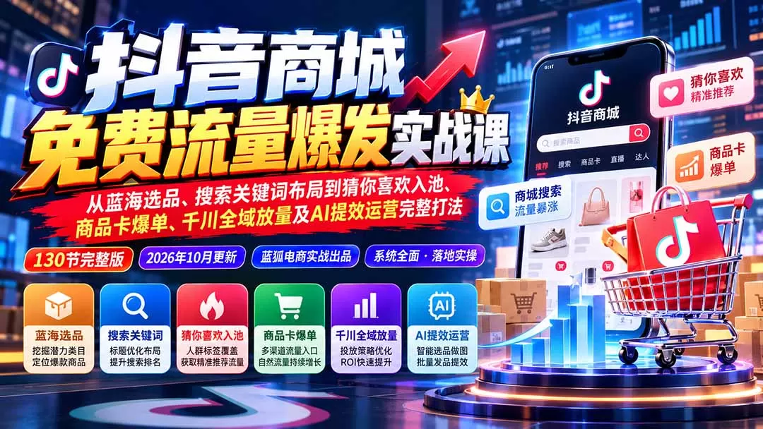 《抖音商城全链路实战：从0到1打造爆款店铺的完整攻略》-猴哥资源站