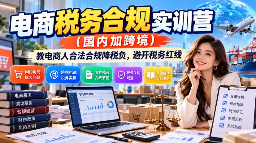 《电商税务合规双场景实战：国内+跨境避坑降税负全攻略》-猴哥资源站