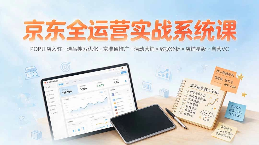 京东全运营实战,POP×自营双赛道,开店选品推广爆款全链路-猴哥资源站